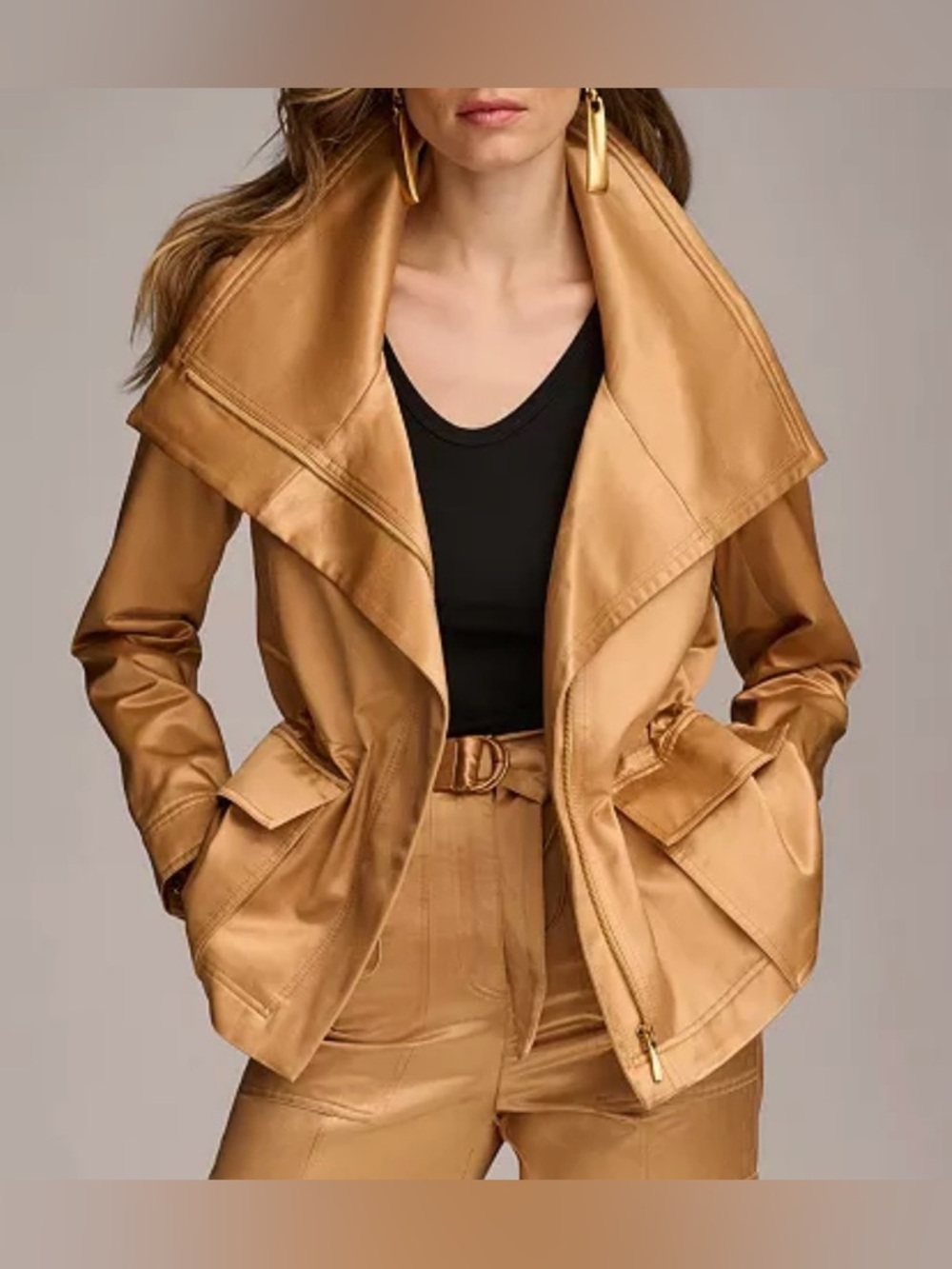 Donna Karan Women's Satin Zip-Front Jacket Sz XL - Picture 1 of 12